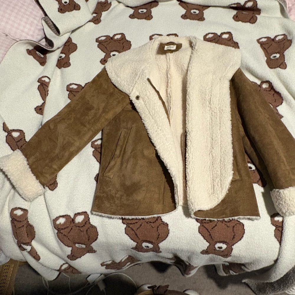 a.n.a Brown Teddy Jacket with Cream Lining - Picture 2 of 3